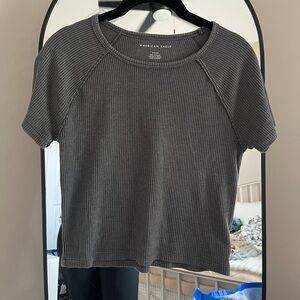 American Eagle Outfitters Charcoal Short Sleeve Top